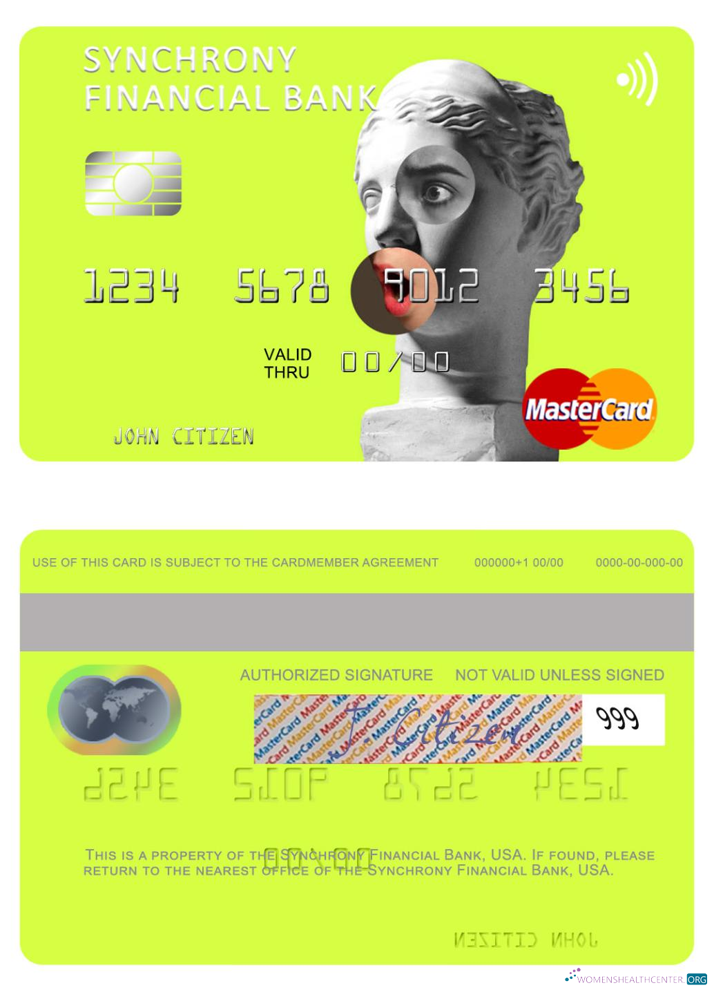 Download USA Synchrony Financial Bank mastercard Photoshop template